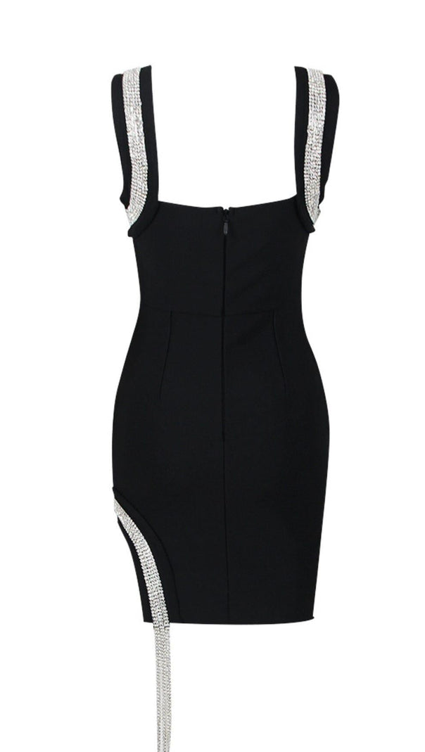 AIIZIE CRYSTAL BANDAGE MINI DRESS IN BLACK - product image