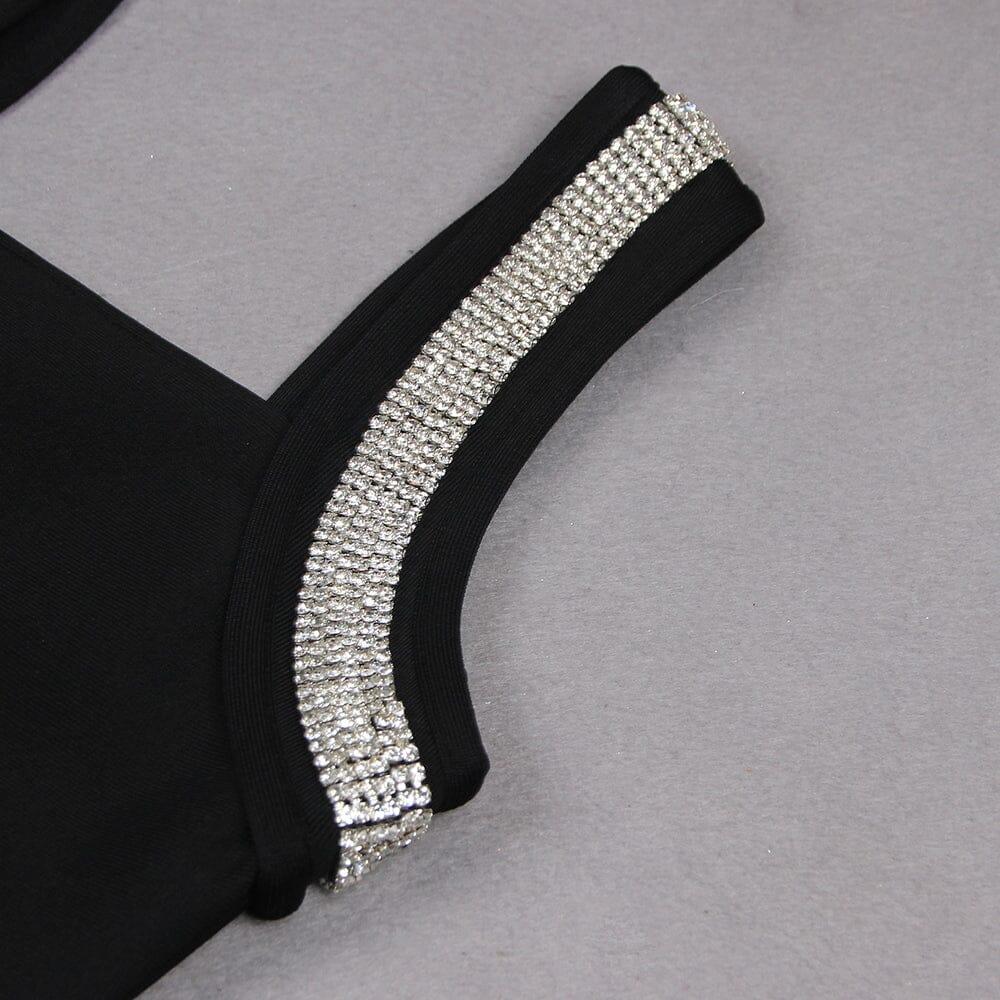 AIIZIE CRYSTAL BANDAGE MINI DRESS IN BLACK - product image