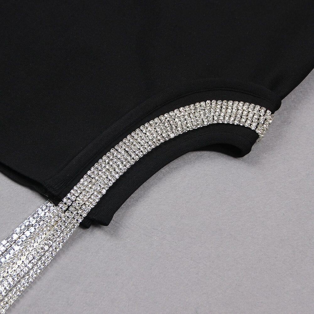 AIIZIE CRYSTAL BANDAGE MINI DRESS IN BLACK - product image