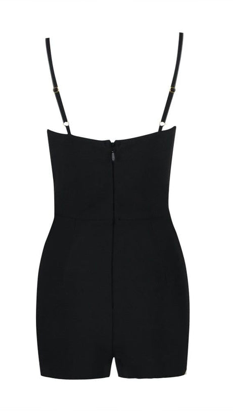 CRYSTAL BANDEAU MINI DRESS IN BLACK