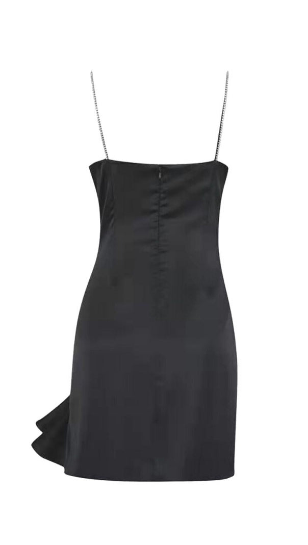 AIIZIE CRYSTAL BOW MINI DRESS IN BLACK - product image