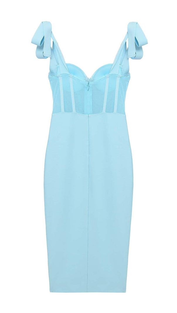 AIIZIE CRYSTAL CORSET MIDI DRESS IN SKY BLUE - product image