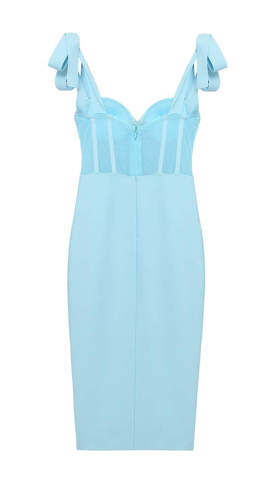 CRYSTAL CORSET MIDI DRESS IN SKY BLUE