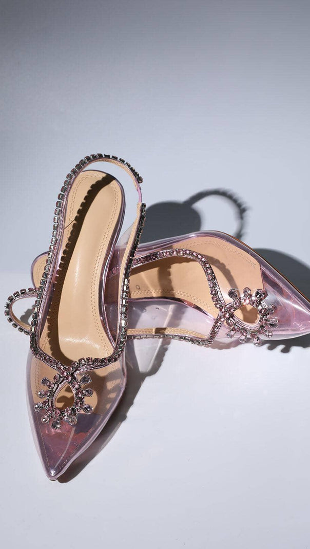 AIIZIE CRYSTAL CUTOUT EMBELLISHED PUMPS IN PINK - product image