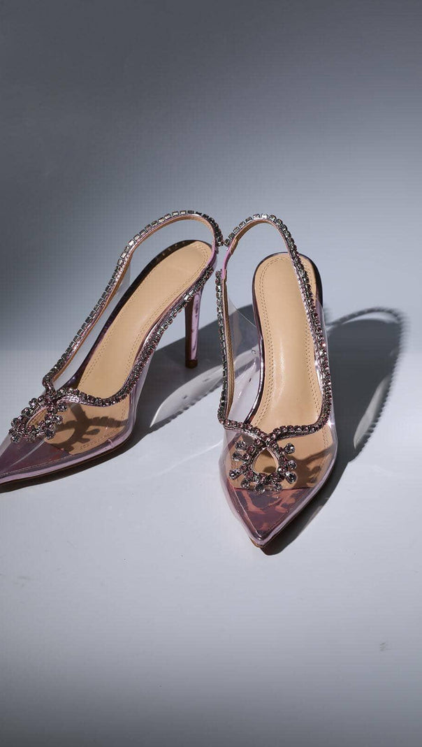 AIIZIE CRYSTAL CUTOUT EMBELLISHED PUMPS IN PINK - product image