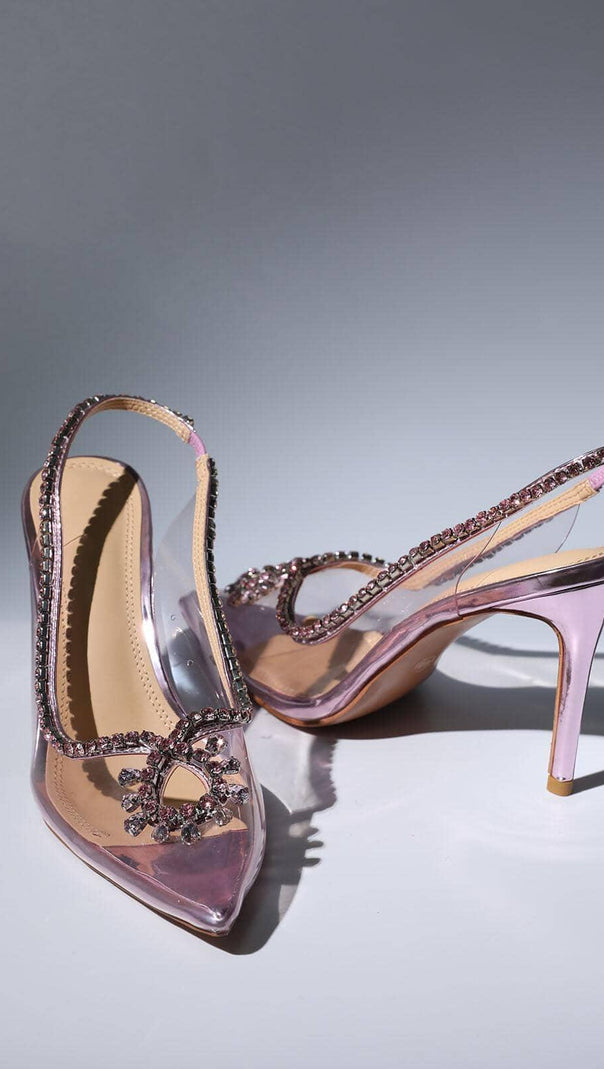 AIIZIE CRYSTAL CUTOUT EMBELLISHED PUMPS IN PINK - product image