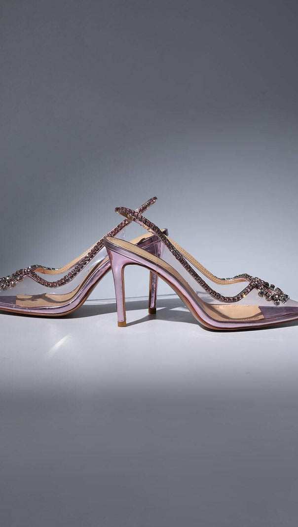 AIIZIE CRYSTAL CUTOUT EMBELLISHED PUMPS IN PINK - product image