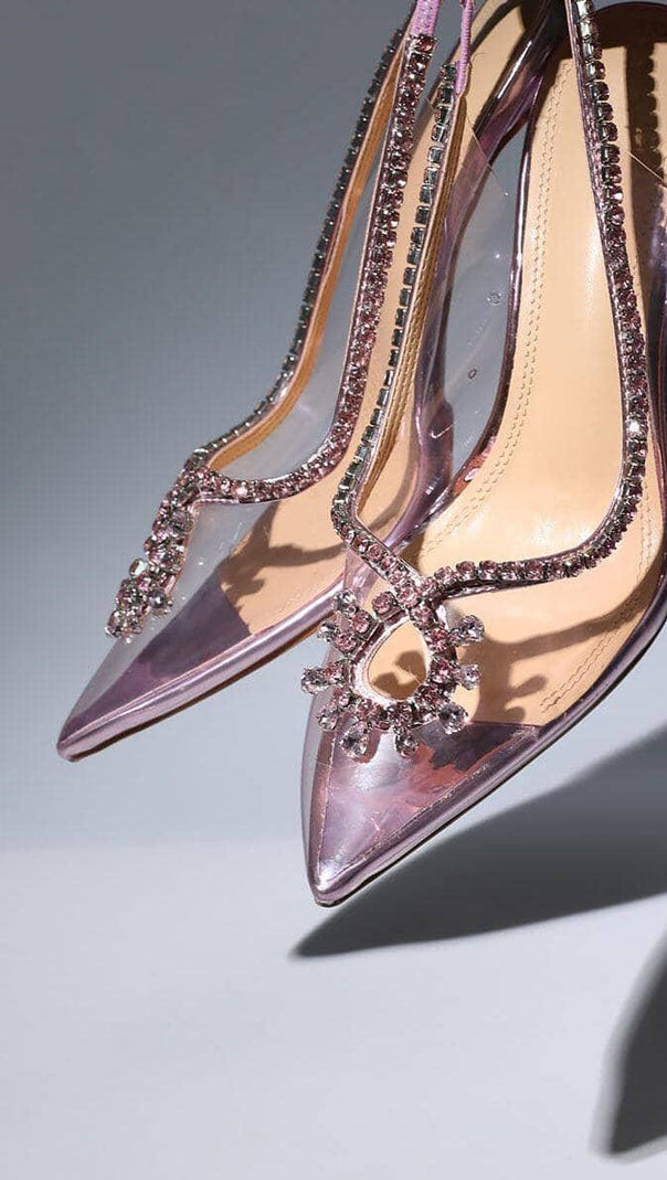 AIIZIE CRYSTAL CUTOUT EMBELLISHED PUMPS IN PINK - product image