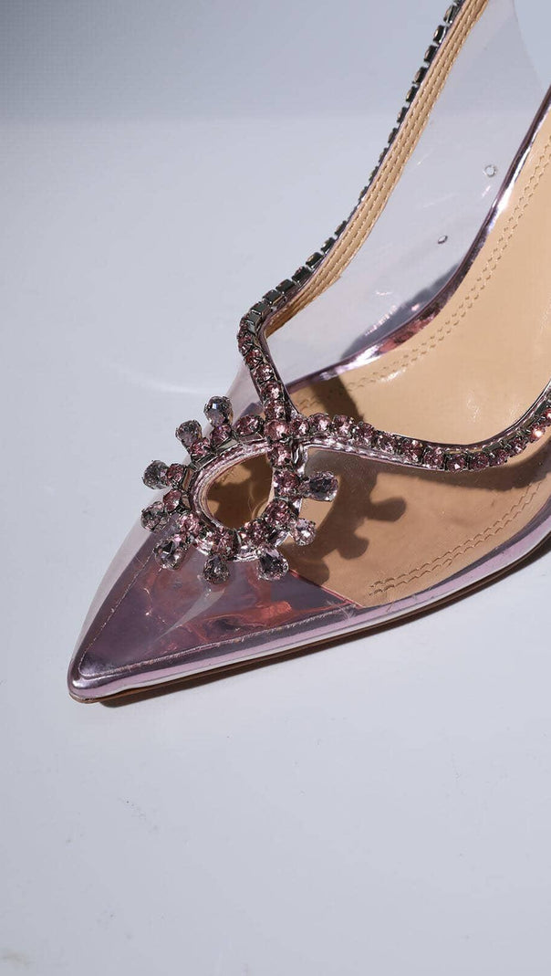AIIZIE CRYSTAL CUTOUT EMBELLISHED PUMPS IN PINK - product image