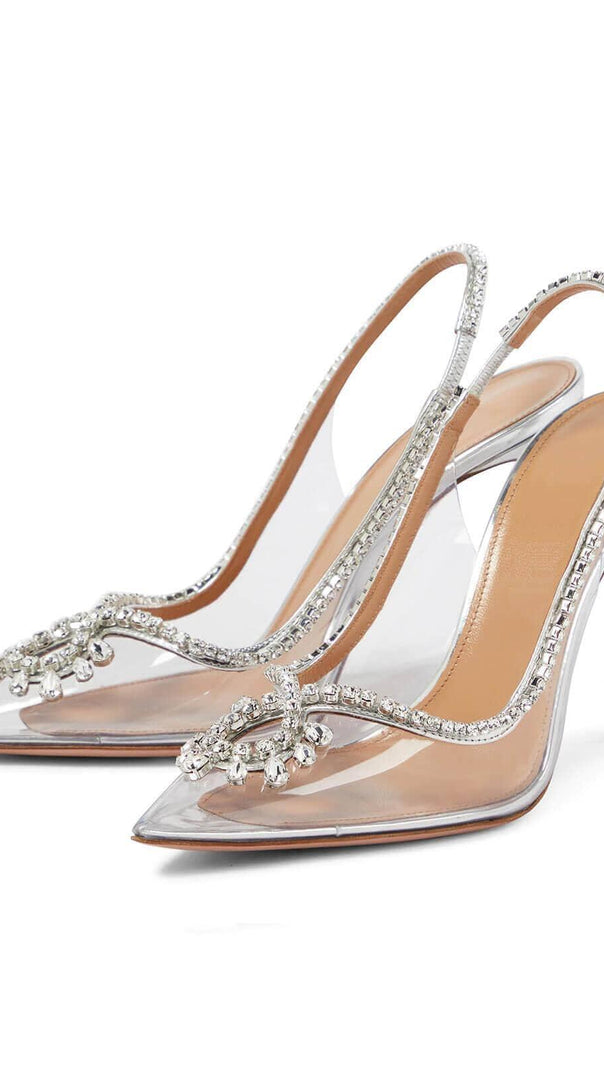 AIIZIE CRYSTAL CUTOUT EMBELLISHED PUMPS IN SILVER - product image