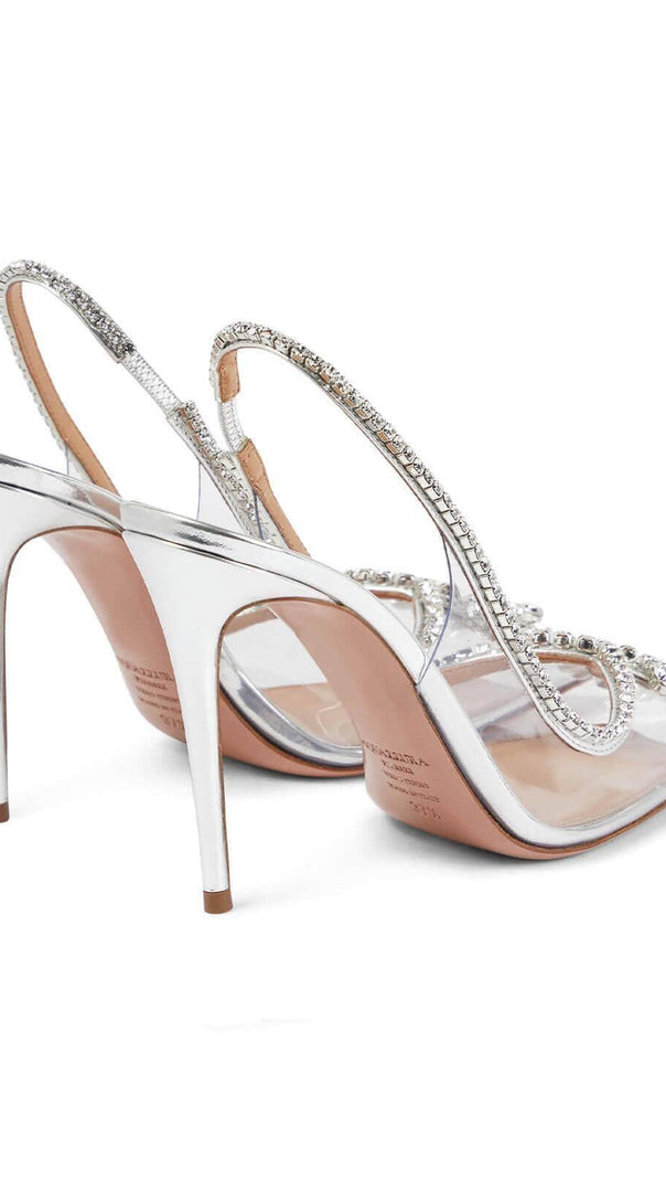AIIZIE CRYSTAL CUTOUT EMBELLISHED PUMPS IN SILVER - product image