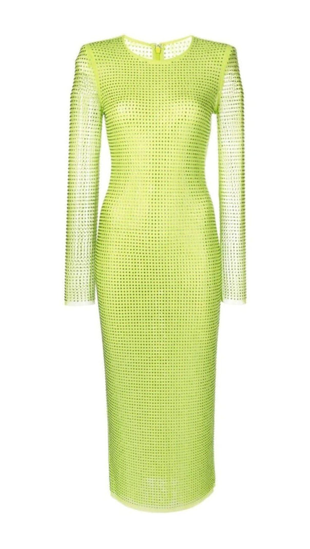 AIIZIE CRYSTAL EMBELLISHED MIDI DRESS IN YELLOW - product image