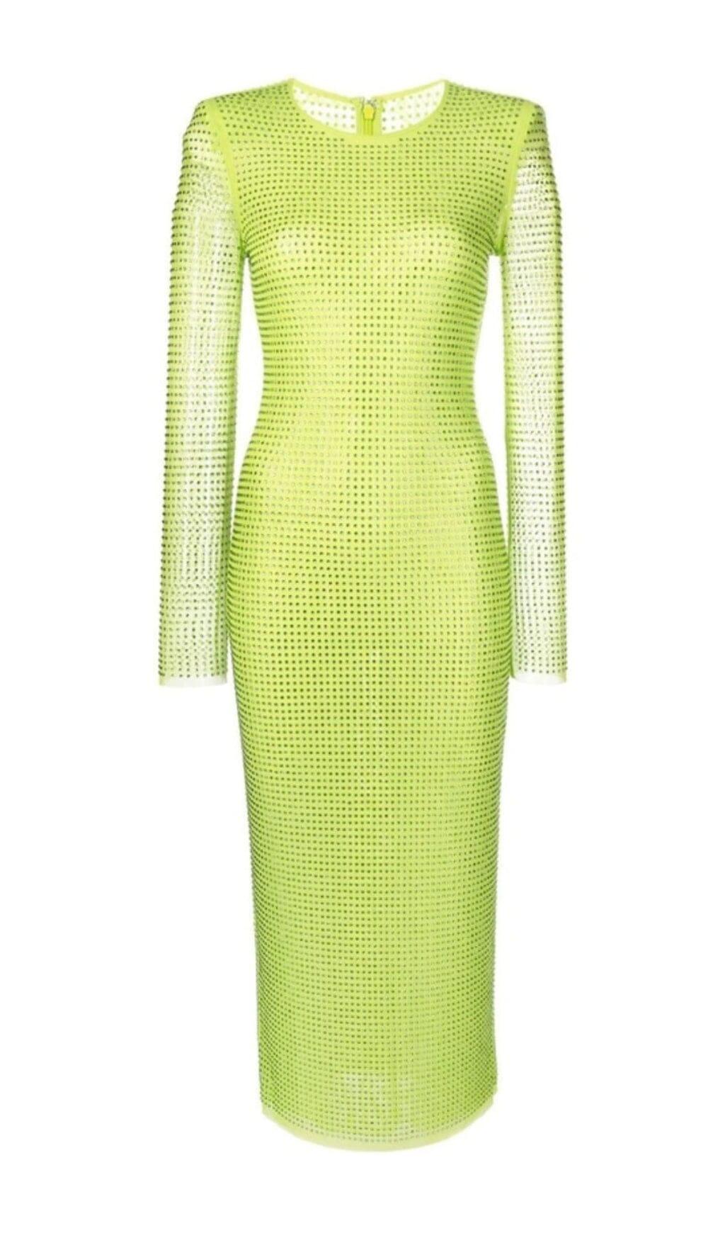 MIDIKLEID MIT KRISTALLVERZIERUNG IN GELB