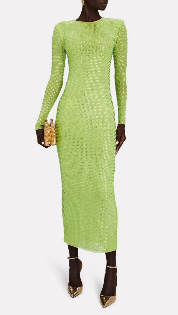 AIIZIE CRYSTAL EMBELLISHED MIDI DRESS IN YELLOW - product image