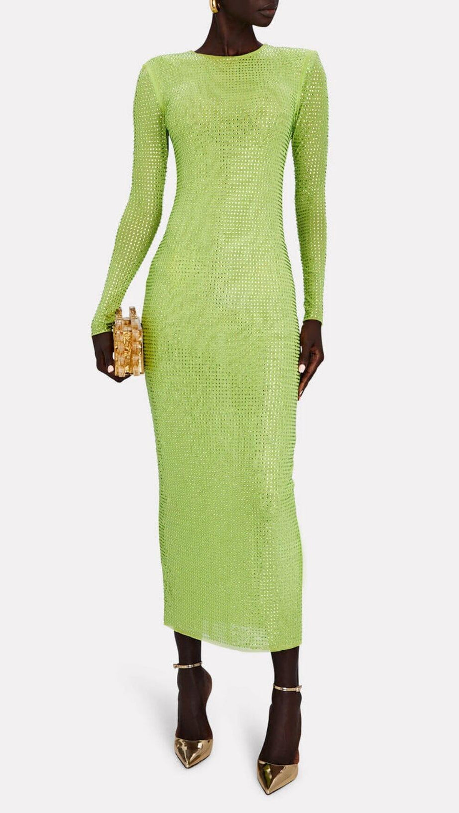 MIDIKLEID MIT KRISTALLVERZIERUNG IN GELB