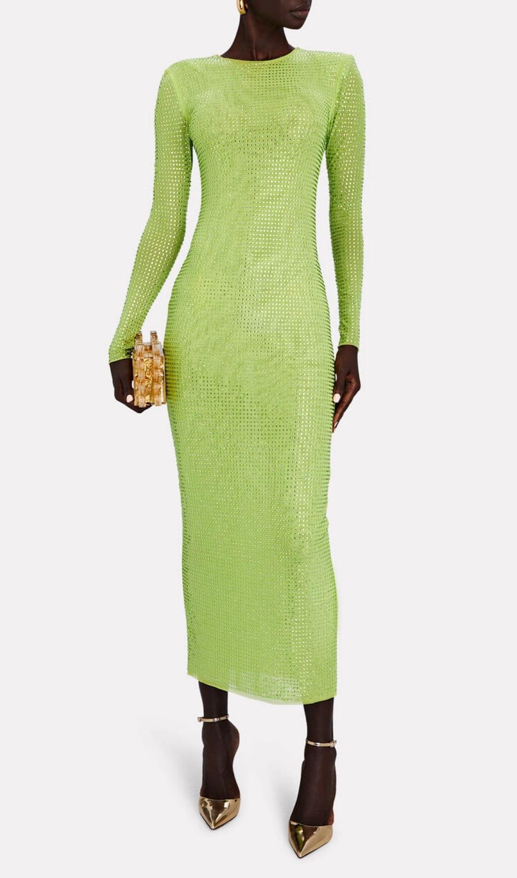 MIDIKLEID MIT KRISTALLVERZIERUNG IN GELB