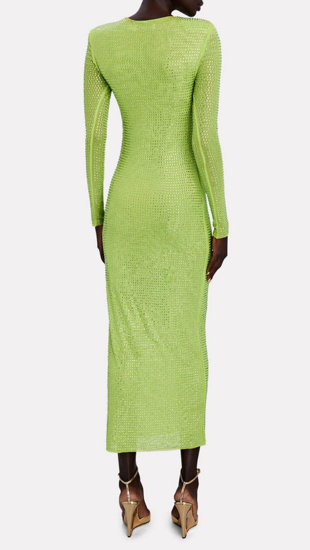 AIIZIE CRYSTAL EMBELLISHED MIDI DRESS IN YELLOW - product image