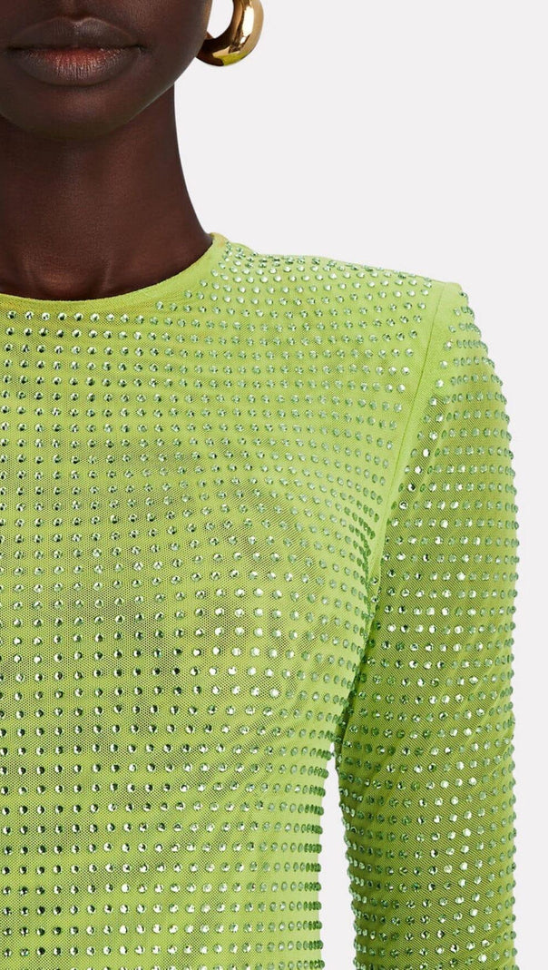 AIIZIE CRYSTAL EMBELLISHED MIDI DRESS IN YELLOW - product image