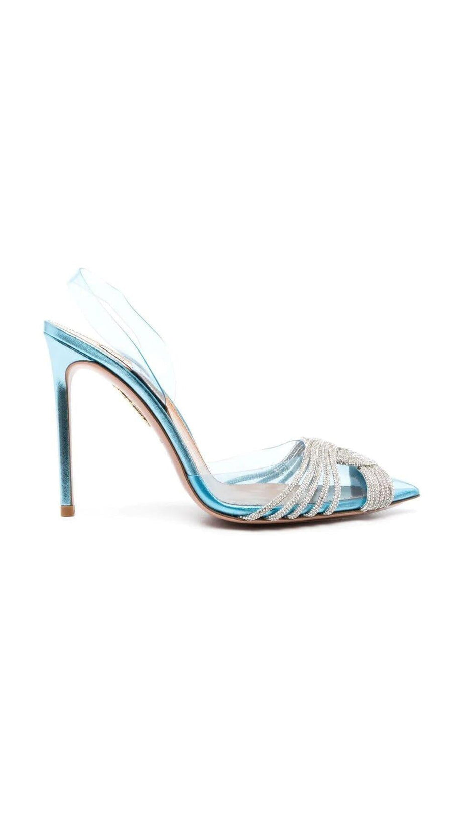 SANDALEN MIT KRISTALLVERZIERUNG IN BLAU