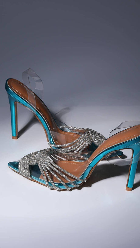 SANDALEN MIT KRISTALLVERZIERUNG IN BLAU