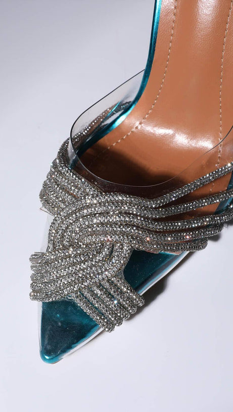 SANDALEN MIT KRISTALLVERZIERUNG IN BLAU