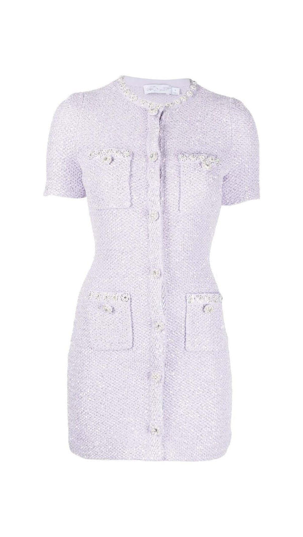 AIIZIE CRYSTAL-EMBELLISHED BUTTON MINI DRESS IN LILAC - product image