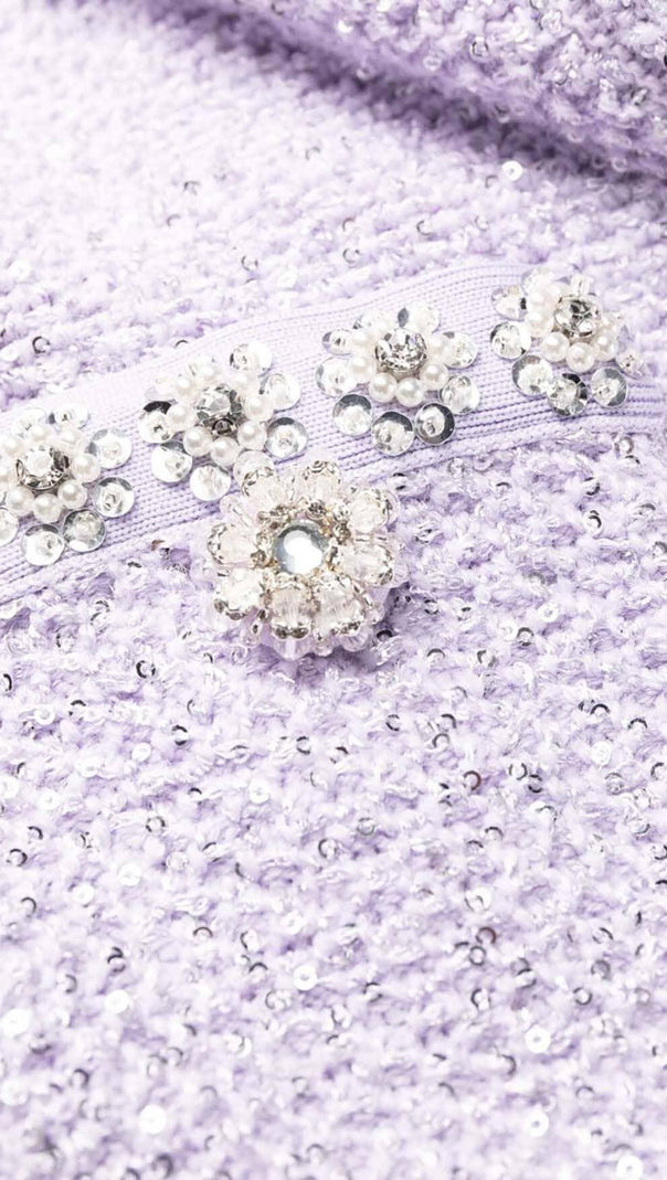 AIIZIE CRYSTAL-EMBELLISHED BUTTON MINI DRESS IN LILAC - product image
