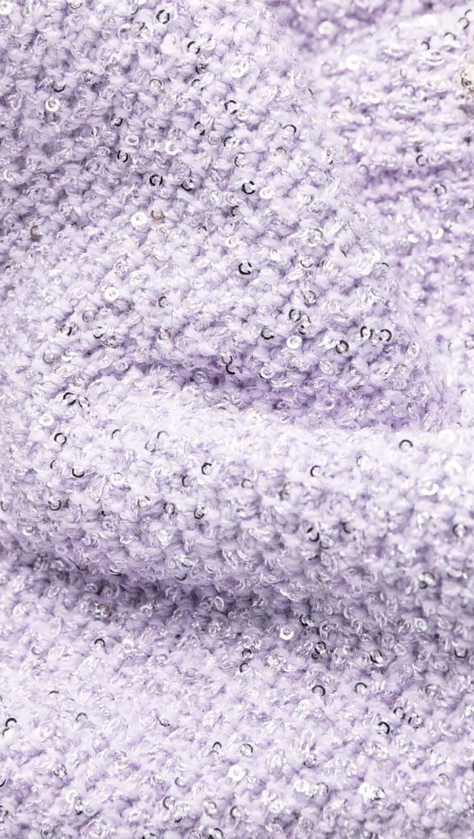 CRYSTAL-EMBELLISHED BUTTON MINI DRESS IN LILAC