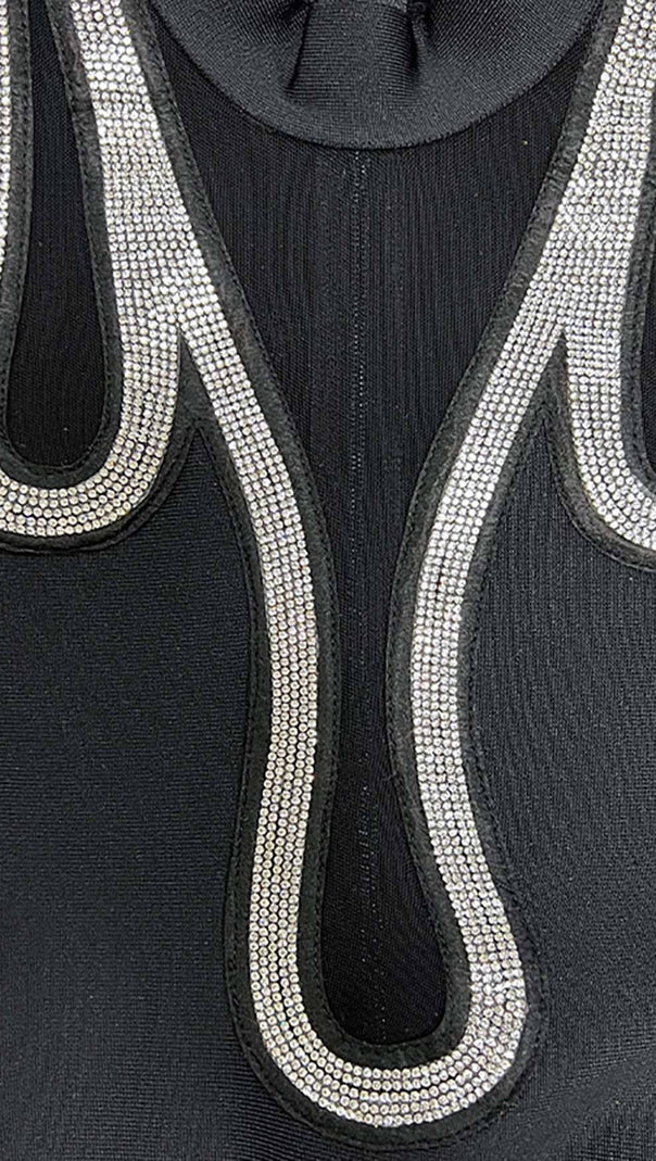 AIIZIE CRYSTAL-EMBELLISHED FLAME MINI DRESS IN BLACK - product image