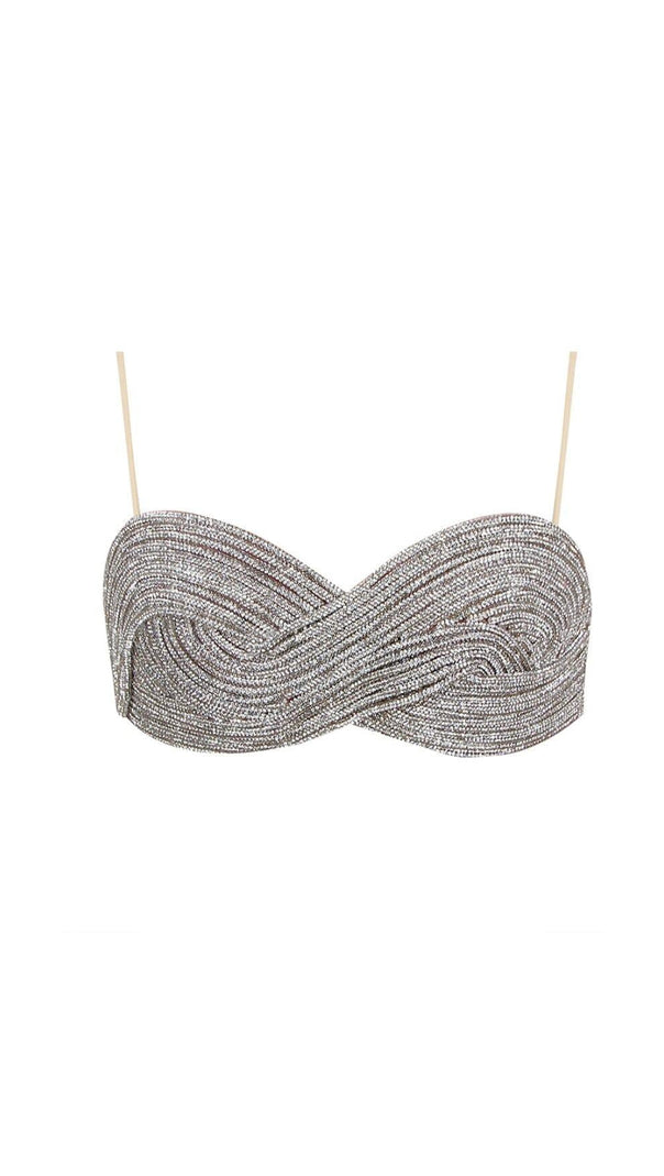 AIIZIE CRYSTALS BANDEAU TOP IN SILVER - product image