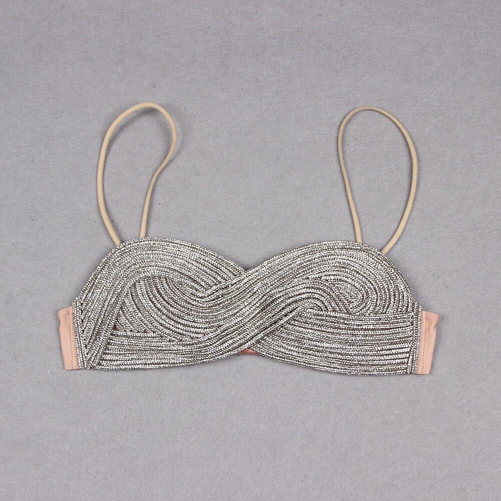AIIZIE CRYSTALS BANDEAU TOP IN SILVER - product image