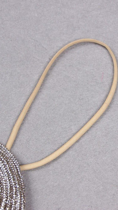 CRYSTALS BANDEAU TOP IN SILVER