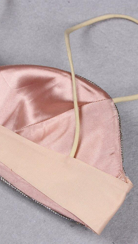 CRYSTALS BANDEAU TOP IN SILVER