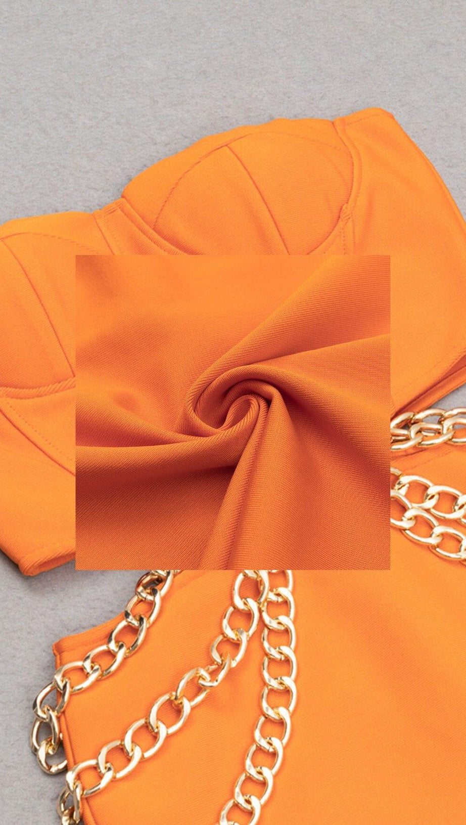 MIDIKLEID MIT AUSSCHNITT IN ORANGE 
