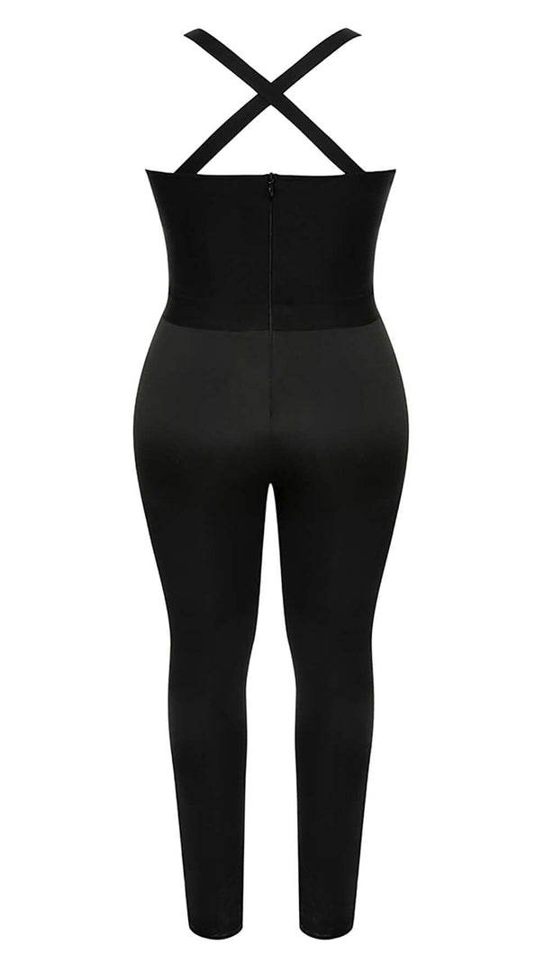 AIIZIE CUT OUT DETAILED ZIPPER BACK JUMPSUIT IN BLACK - product image