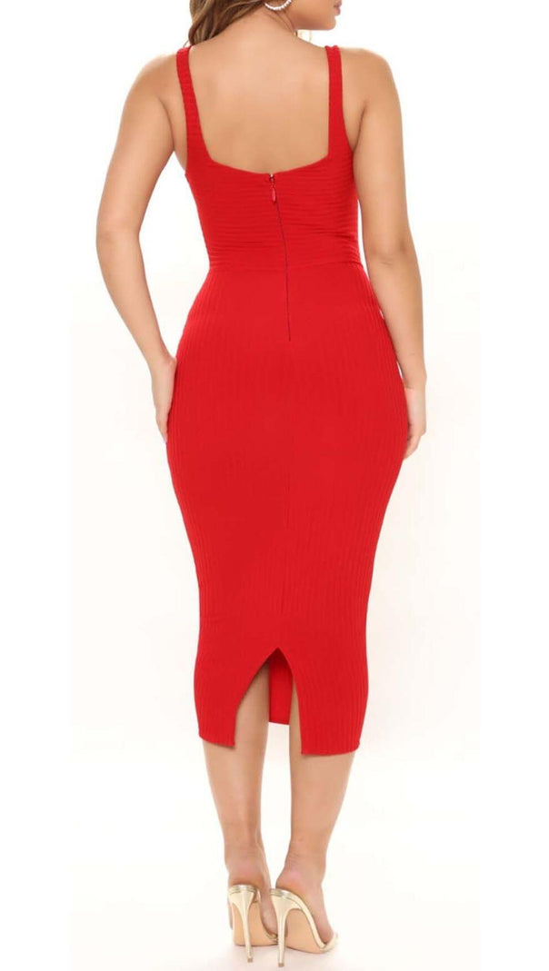 AIIZIE CUT OUT FAUX LACE UP MIDI DRESS - product image