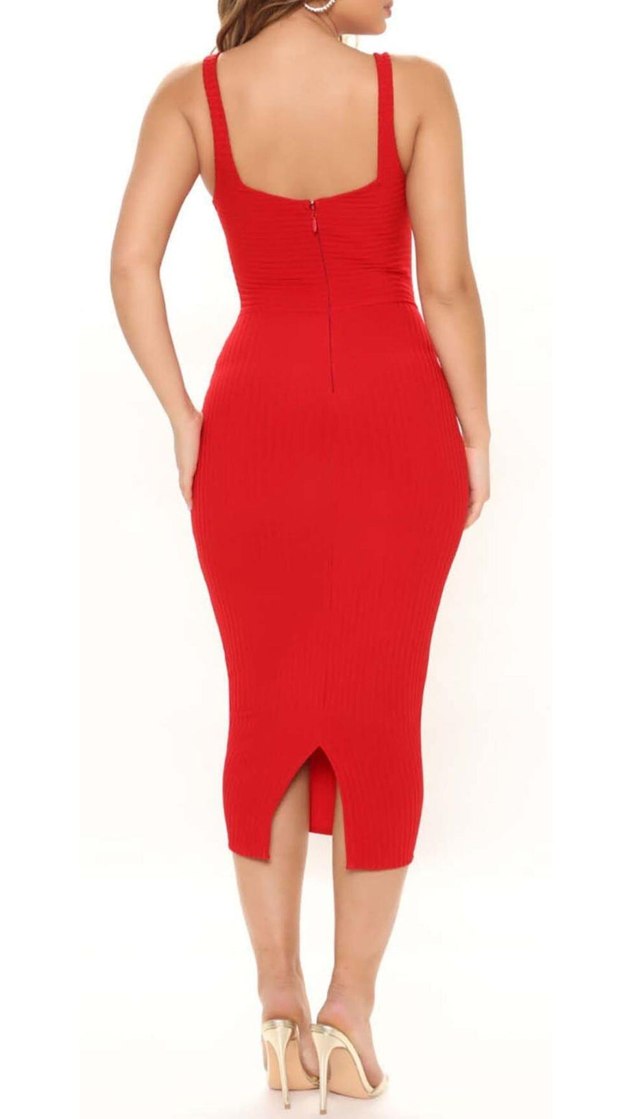 MIDIKLEID MIT AUSSCHNITT UND KÜNSTLICHER SCHNÜRUNG