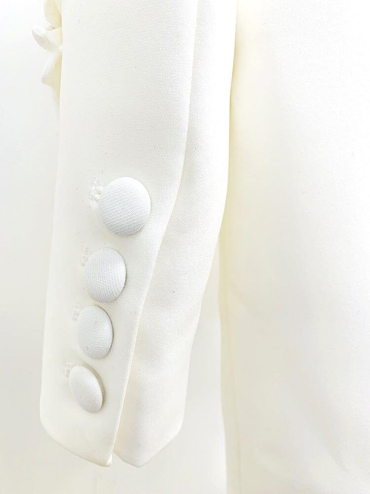 AIIZIE DOUBLE-BREASTED THREE DIMENSIONAL FLORAL SUIT JACKET IN WHITE - product image
