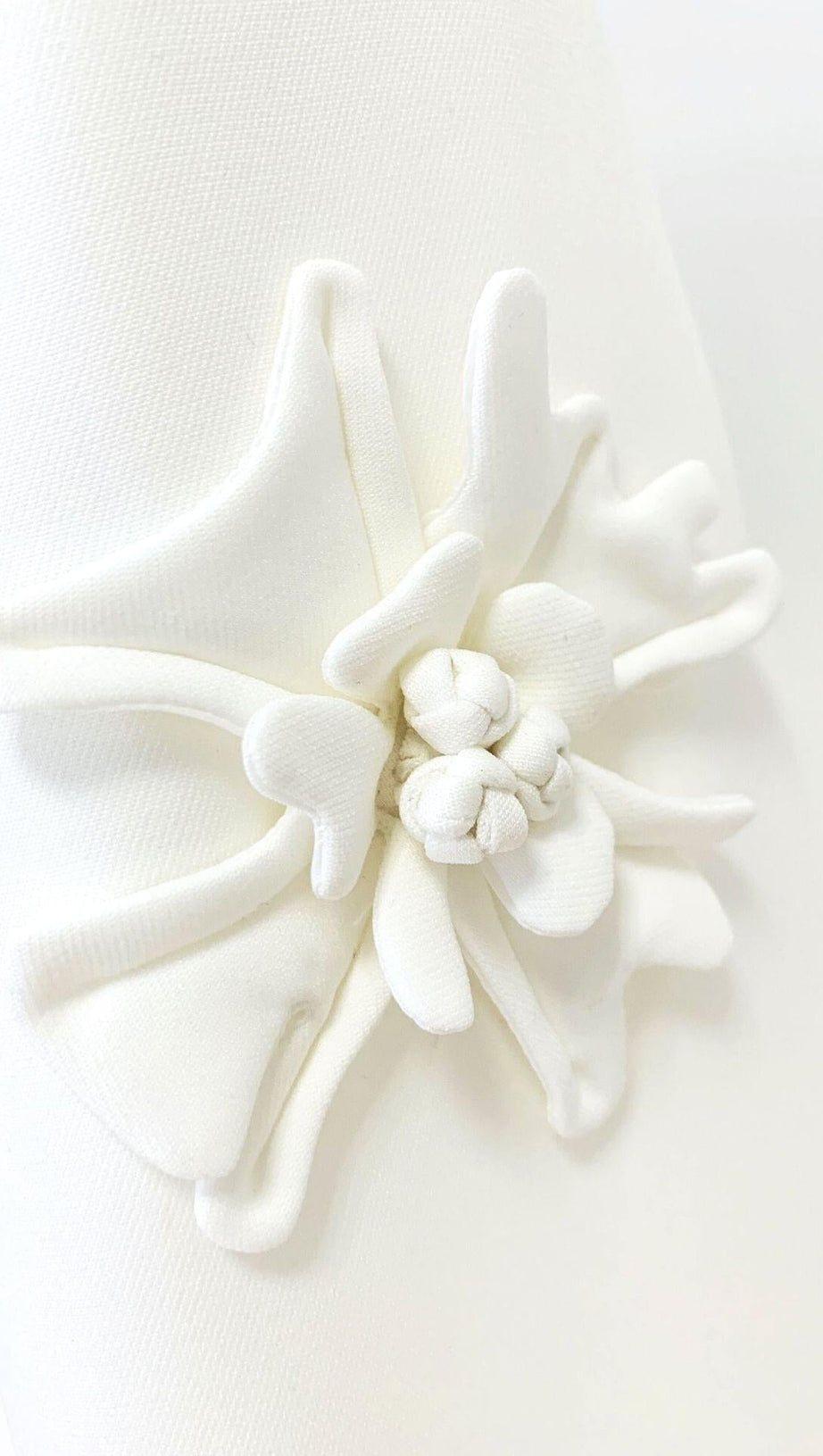 DOUBLE-BREASTED THREE DIMENSIONAL FLORAL SUIT JACKET IN WHITE