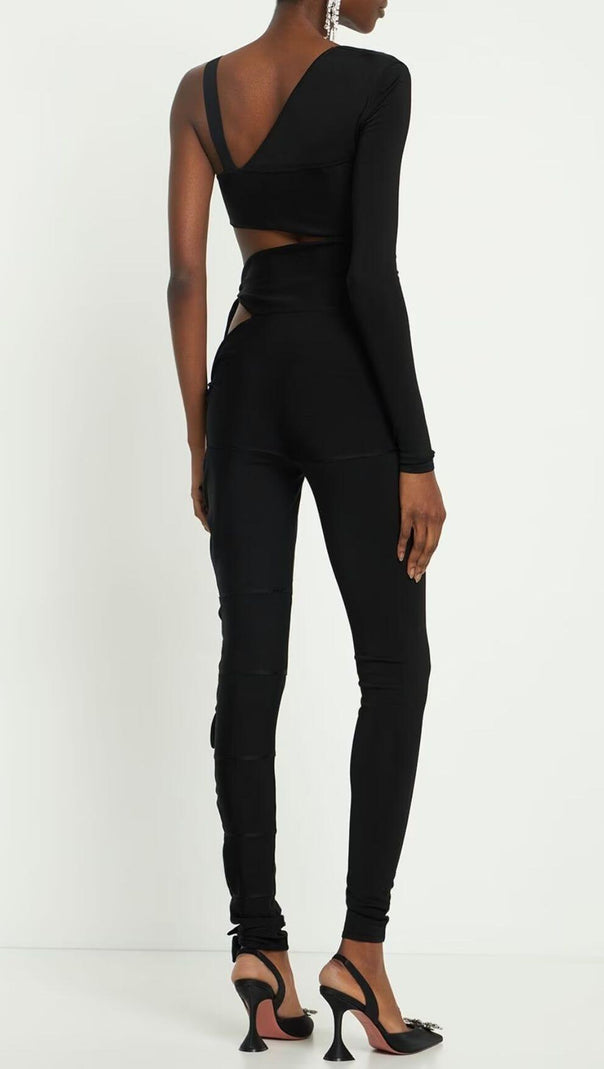 AIIZIE CUT OUT SINGLE-SLEEVE JUMPSUIT IN BLACK - product image