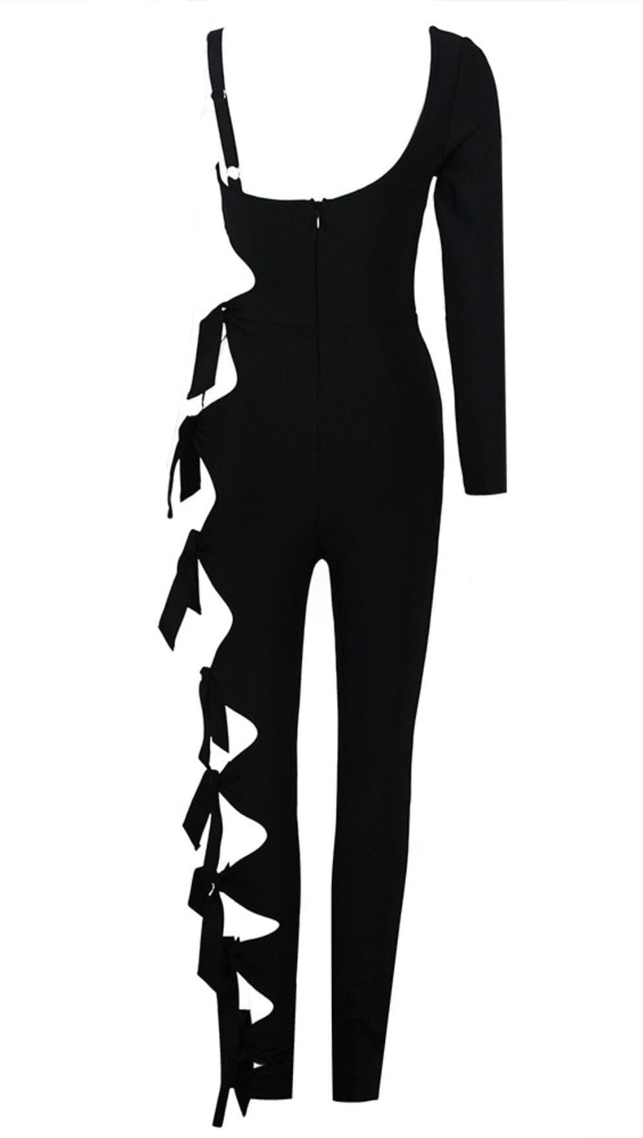 CUT-OUT-JUMPSUIT MIT EINEM ÄRMEL IN SCHWARZ