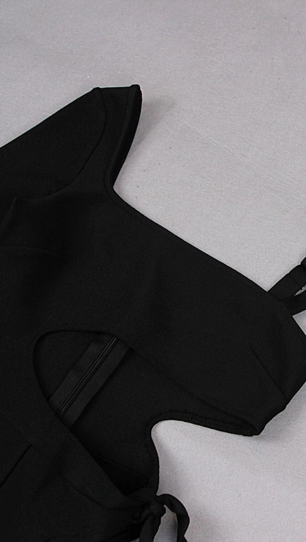 AIIZIE CUT OUT SINGLE-SLEEVE JUMPSUIT IN BLACK - product image