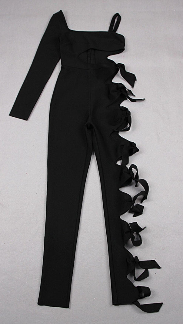 AIIZIE CUT OUT SINGLE-SLEEVE JUMPSUIT IN BLACK - product image
