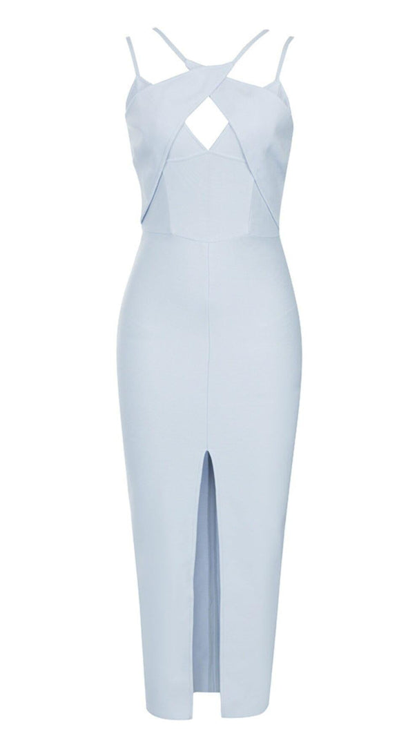 AIIZIE CUT OUT SPLIT MIDI DRESS IN LIGHT BLUE - product image