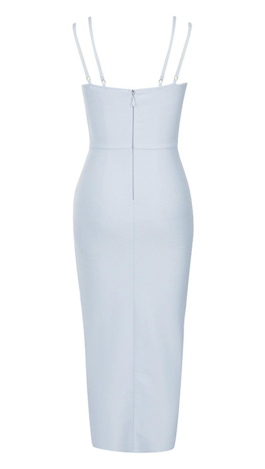 CUT OUT SPLIT MIDI DRESS IN LIGHT BLUE