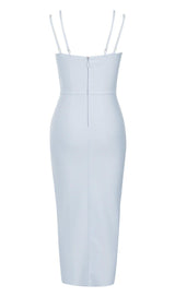 CUT OUT SPLIT MIDI DRESS IN LIGHT BLUE