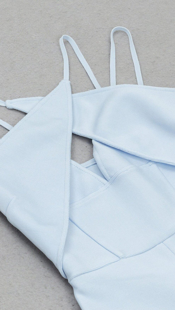 AIIZIE CUT OUT SPLIT MIDI DRESS IN LIGHT BLUE - product image