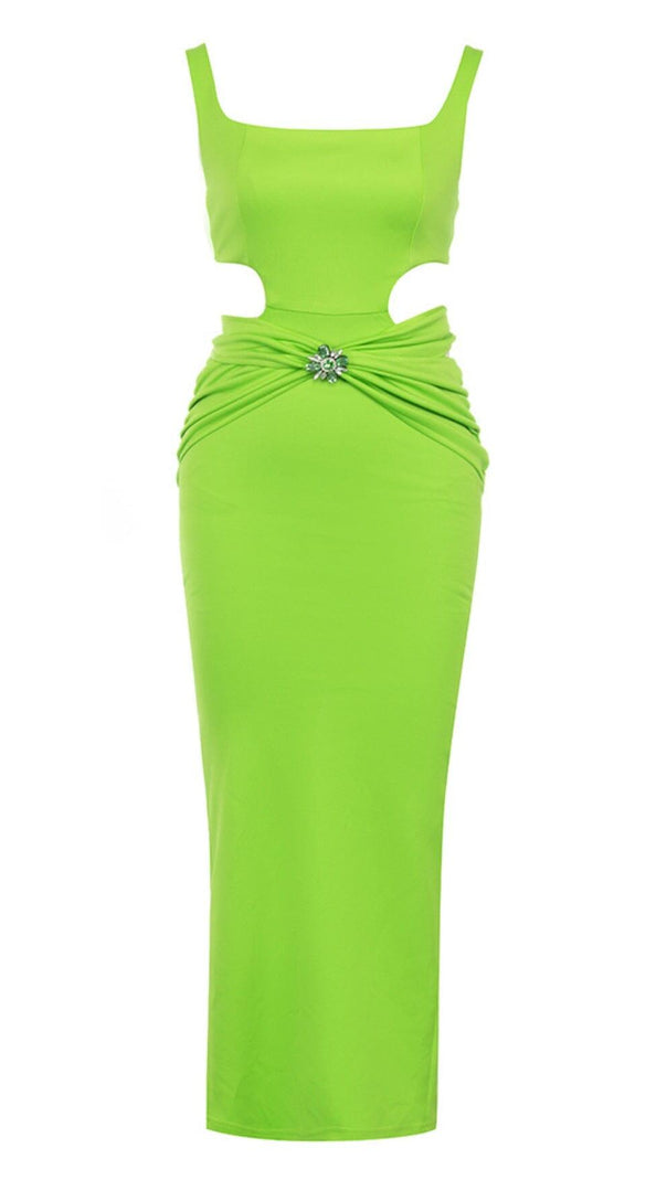 AIIZIE CUT OUT SPLIT MIDI DRESS IN LIME - product image
