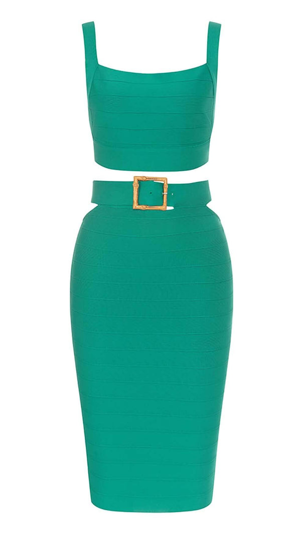 AIIZIE CUT OUT TWO-PIECE MIDI DRESS IN JADE - product image