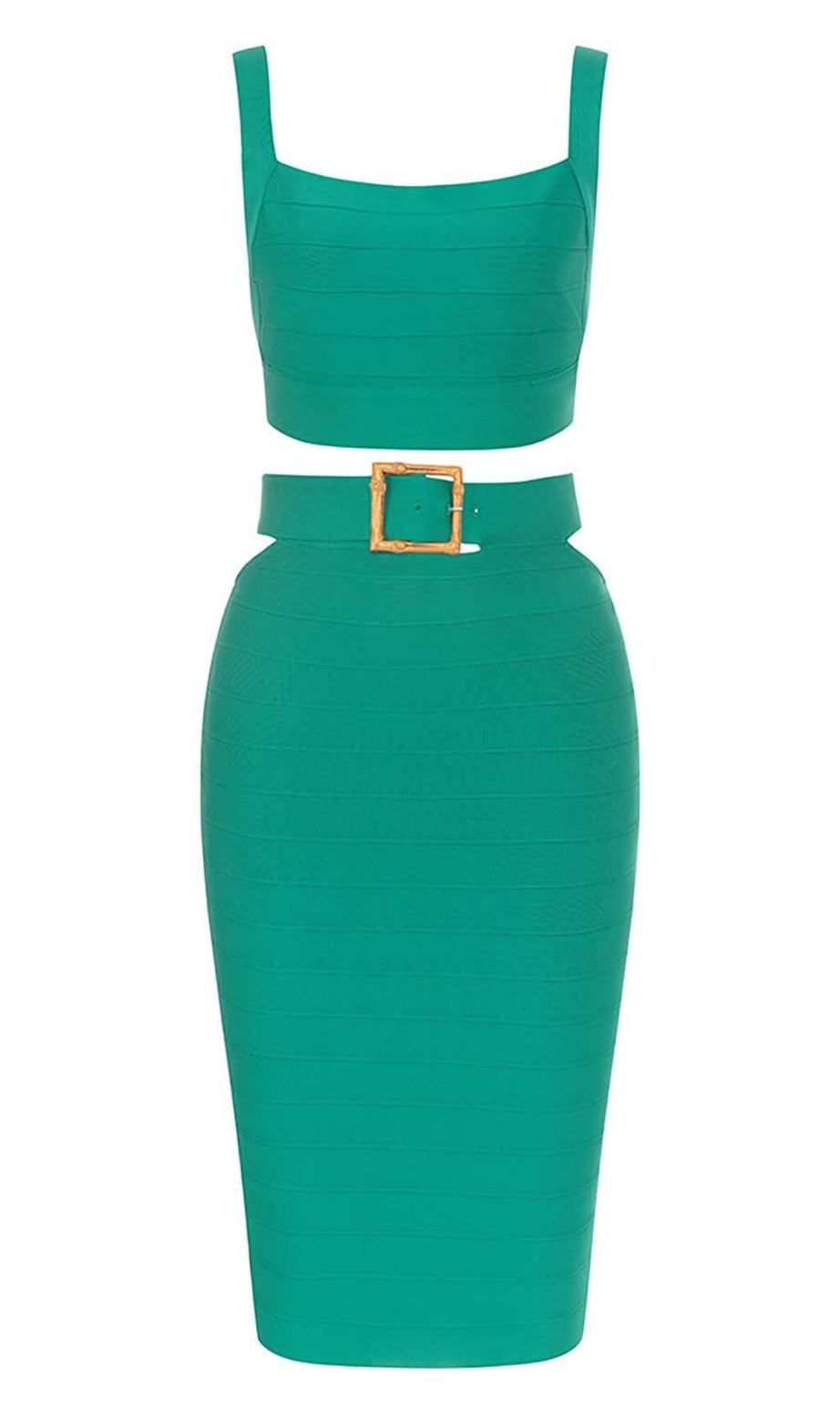 CUT OUT TWO-PIECE MIDI DRESS IN JADE